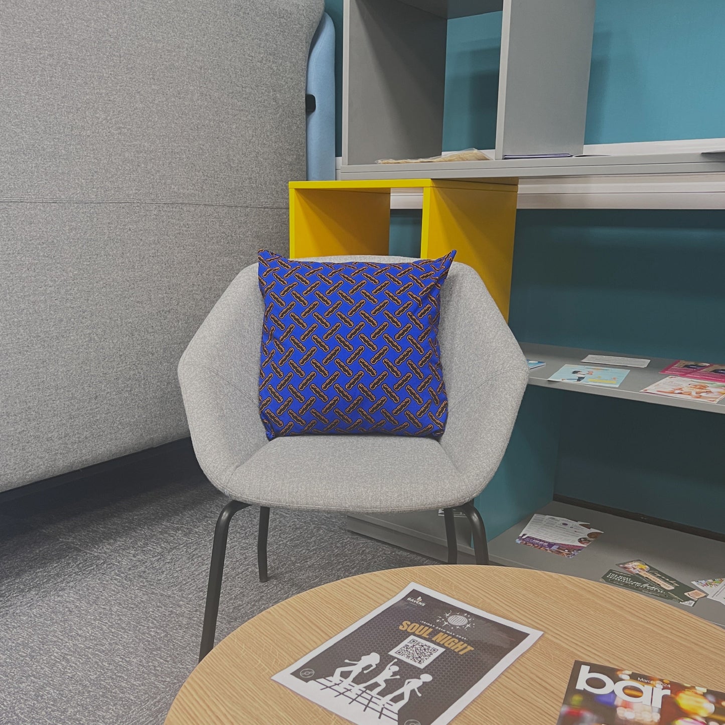 Cushion (blue and orange)