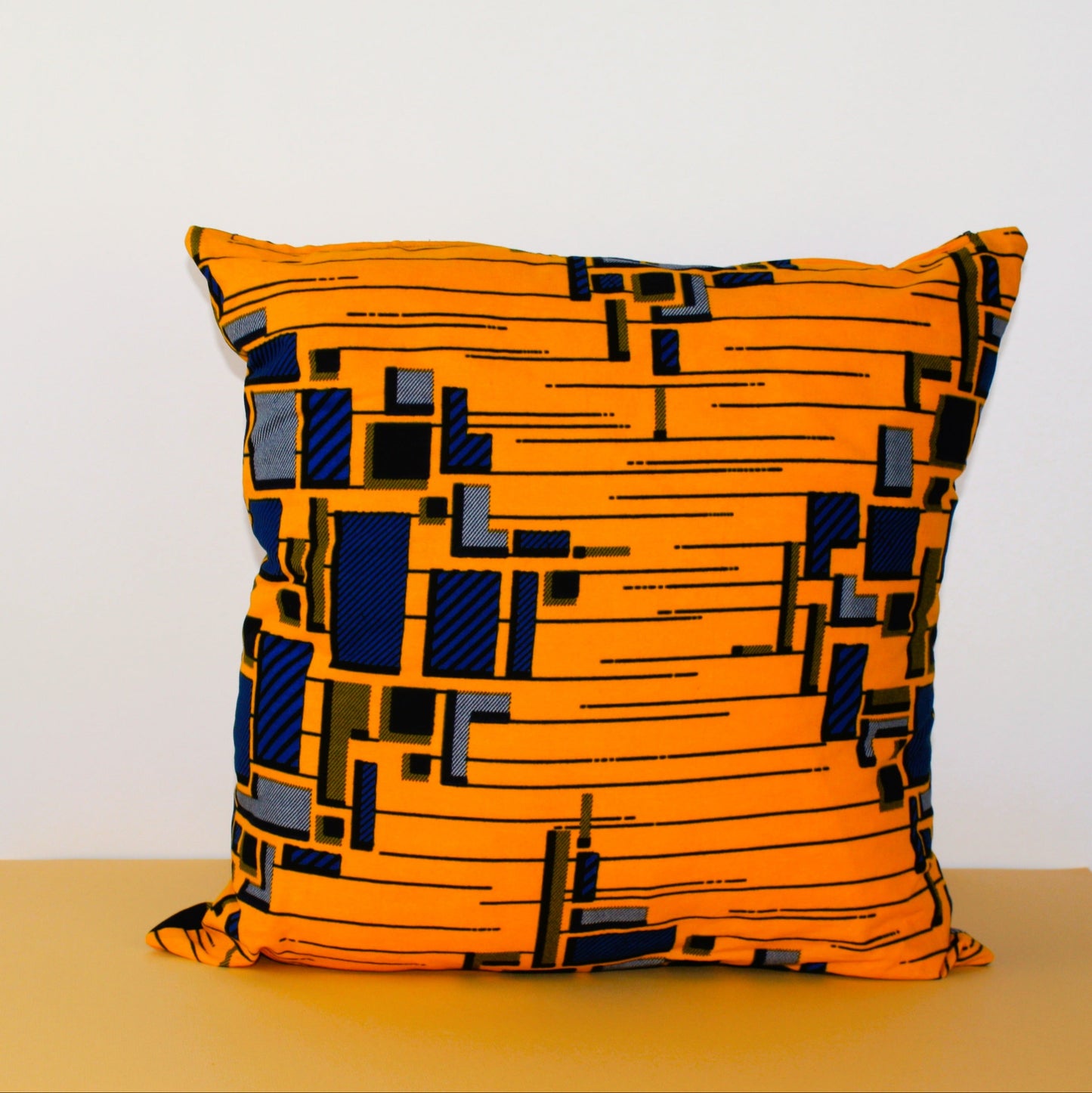 Cushion (mustard and blue)