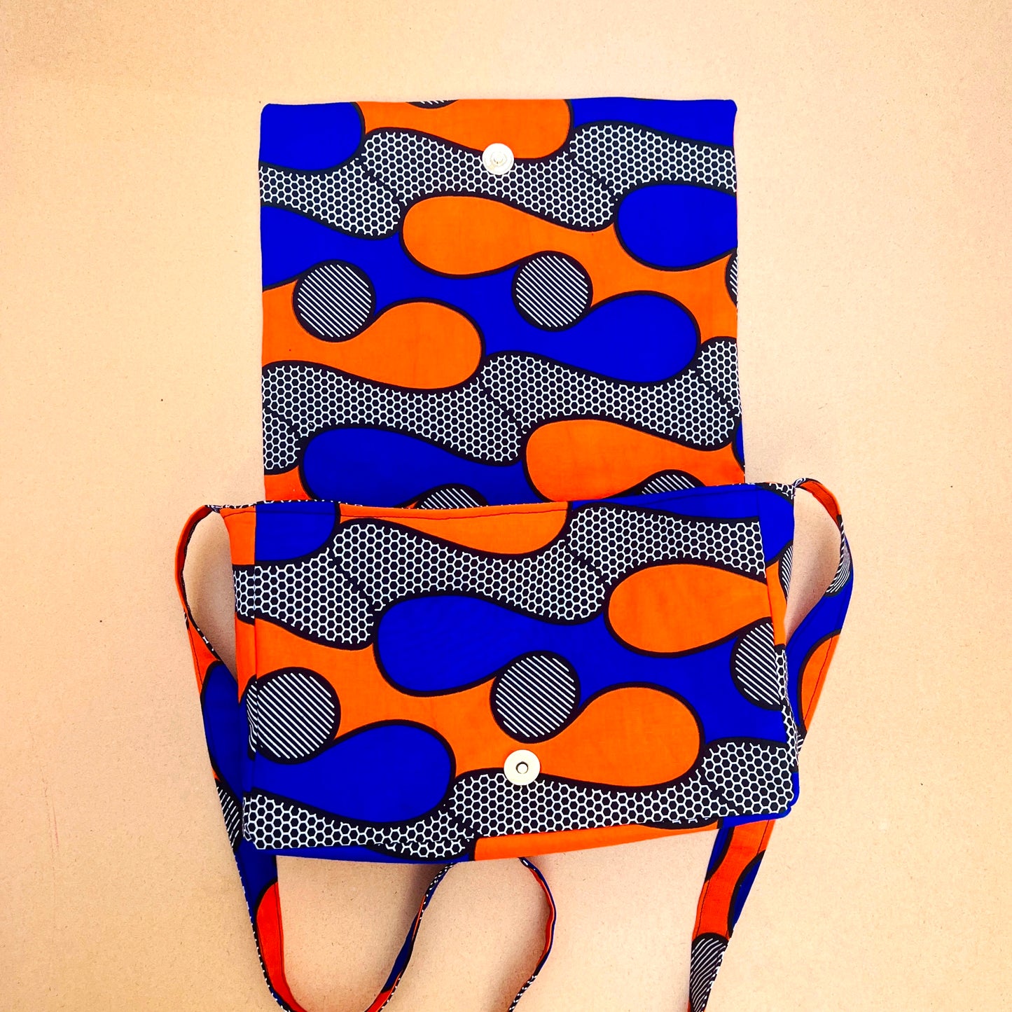 Orange and blue African print Shoulder Bag