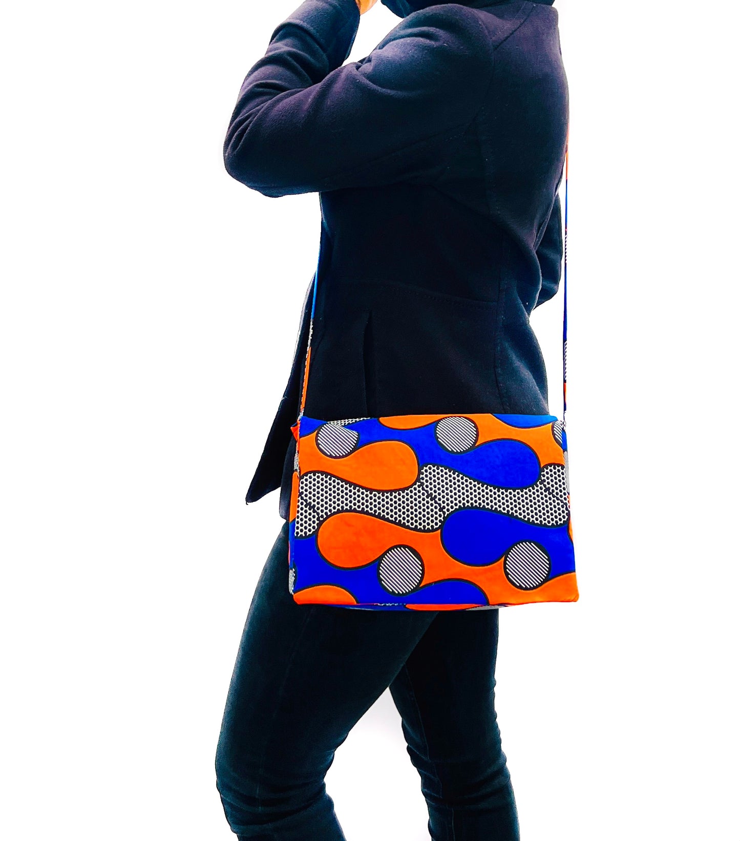 Orange and blue African print Shoulder Bag