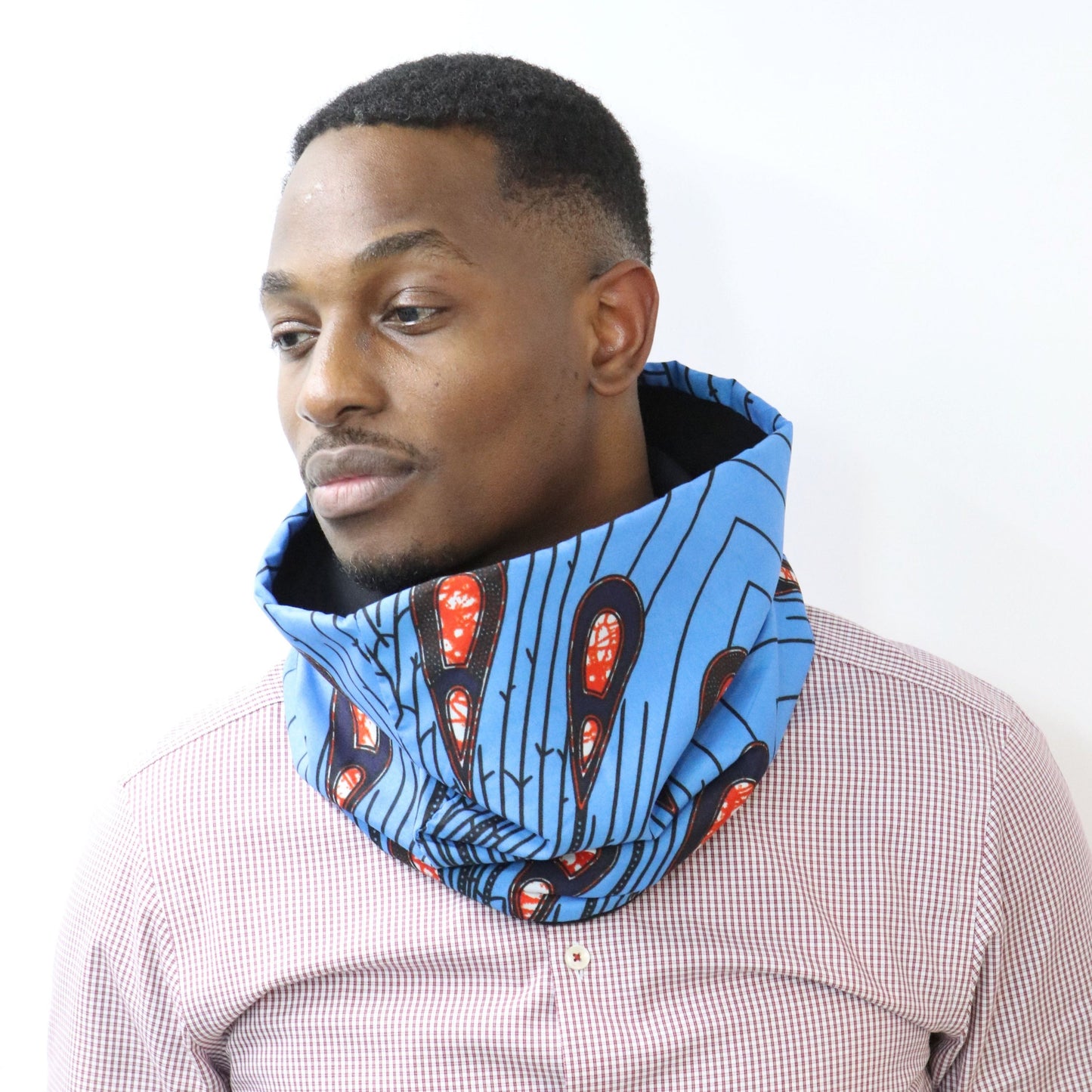 Blue African print neck warmer / cowl / scarf / snood