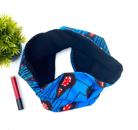 Blue African print neck warmer / cowl / scarf / snood